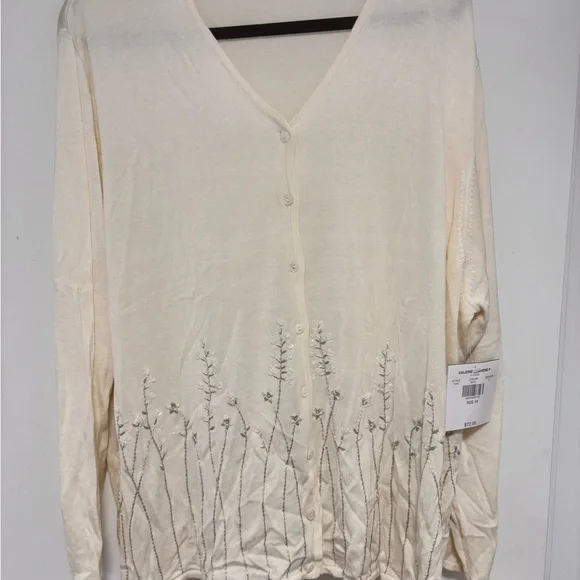 Silk Valerie Stevens Ivory Floral Cardigan Set - Picture 8 of 10